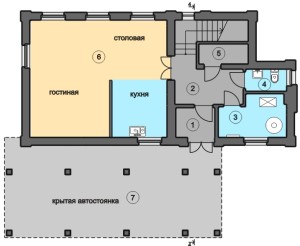 План 1 этажа, проект дома для узких участков Нарва-150